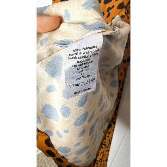 RHODE Frankie Leopard-Print Polka-Dot Satin Wrap Dress SIZE XS - Picture 13 of 14